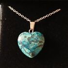 Chrysocolla Quartz Heart Pendant Necklace. Healing. Reiki. Boxed Gift Idea