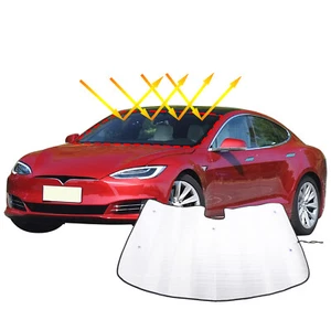 Car Front Windshield Sunshade Kit UV Proof Sunvisor For Tesla Model S 2017-2024 - Picture 1 of 7