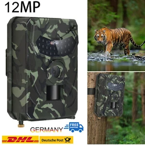 Wildkamera Überwachungskamera 12MP 1080P Jagdkamera Fotofalle PIR Nachtsicht DE - Bild 1 von 10