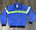 Adidas Boys Vintage  Track Jacket Youth Size L (10/12) Full Zip Blue W/Green Str