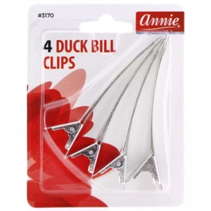 ANNIE 4 COUNT DUCK BILL CLIPS 3 1/2" #3170 DURABLE METAL HAIR CLIP - Picture 1 of 3