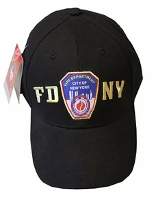 FDNY Baseball Hat Police Badge Fire Department Of New York City Black & Gold ... - Picture 1 of 3