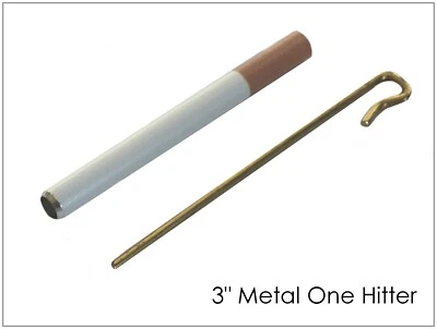 3" Metal One Hitter Pipe-Cigarette Style-.25" Thin Model - Image 1 of 3