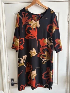 M&S collection womens size 18 black with multicoloured floral design dress - Picture 1 of 4