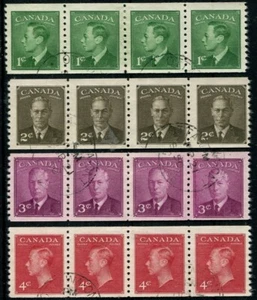 CANADÁ 1950 TIRAS DE BOBINA SG419/22 FINAS USADAS - Imagen 1 de 1