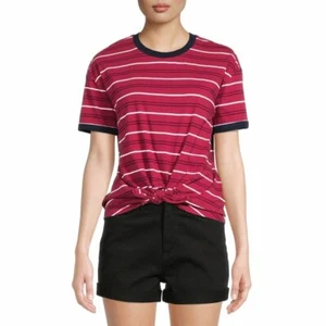 No Boundaries Juniors Ringer Stripe T-Shirt Rumba Red XX-Large (19) - Picture 1 of 3
