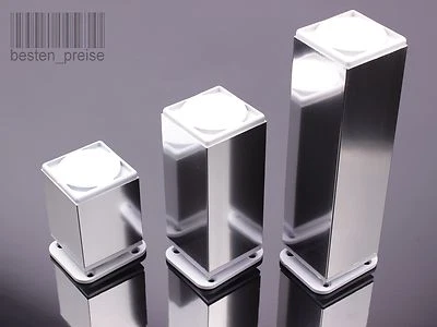 4-er SET  40x40 ALU / CHROM  Möbelfüße Möbelfuß Sockelfüße Schrankfuß Fuß Fuße - Bild 1 von 4
