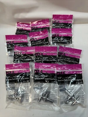 (12)-PEX Pipe Type A 1/2" Expansion X 3/8" Compression Angle Stop EPXVA1238C - Image 1 of 3