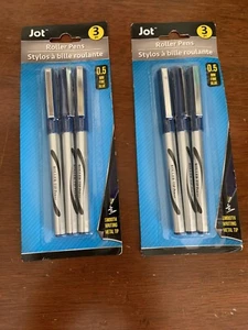 Jot Roller Tip Pens Smooth Writing 3 Pack Blue Ink - Picture 1 of 5