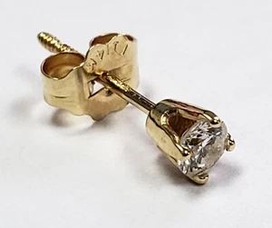 Pendiente único (uno) de diamantes naturales de 0,10 quilates de oro macizo de 14 quilates - Imagen 1 de 10