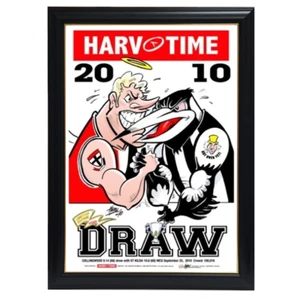 2010 Premiers, Collingwood v St Kilda Drawn Grand Final, Harv Time Print Framed - Foto 1 di 1