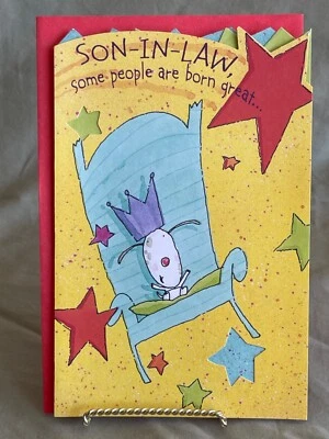 CARLTON CARDS Vintage Carlton "Son-In-Law, Some People Are Born Great" Birthday Greeting Card
