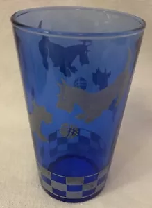 Scottie Dog with Purina Base Ritz Blue Tumbler 4.5" Set of 4 Hazel Atlas Glass - Picture 1 of 2