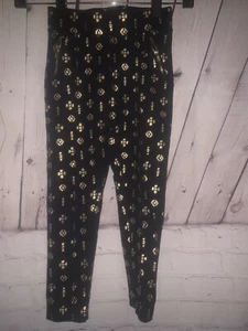 Girls black and gold jeggings size 6 - Picture 1 of 2
