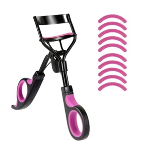 Pink And Black Eyelash Curler With 10  Silicone Pads - Picture 1 of 6