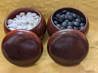 Pedras Clam Go tamanho 34 feitas em Hyuga com tigelas Go Igo Japão - Imagem 1 de 4