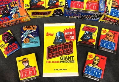 Topps Star Wars 7 Wax Pack Lot w/ Return of the Jedi,  Empire Strikes Back - Image 1 of 2