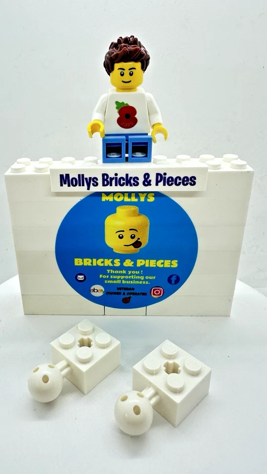 BN LEGO 57909 Brick 2X2 w Ball Joint White x2 - Image 1 of 1