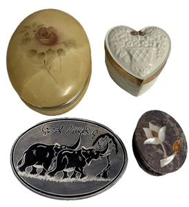 Vintage Lot of 4 Small Decorative Trinket Dishes Box Handcrafted Mix Styles - Picture 1 of 24