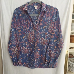 Women's ESPRIT Light Blue Floral Longsleeved Thin Summer Blouse Shirt Size 14 - Picture 1 of 6