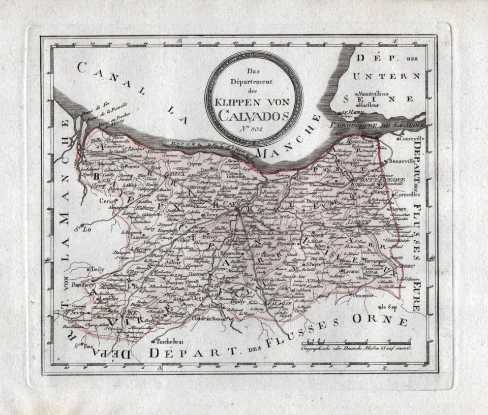 1795 Calvados Bayeux Caen Lisieux Vire Ifs Honfleur Carte Gravure - Photo 1/1