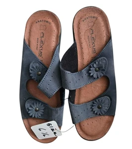 Flexus Spring Step Double Strap Sandal 37 EU/6.5 US Women's Wedge Mule Shoe  - Picture 1 of 5