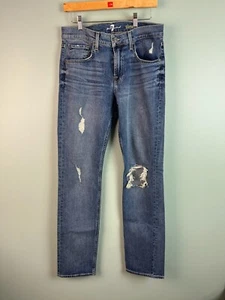 Jeans 7 For All Mankind uomo 30 blu lavaggio medio gamba dritta slim invecchiato - Foto 1 di 8