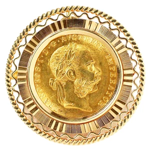 Münzanhänger 14 Karat Münze 986 Gold 1 Dukat Österreich 1915 Franz Joseph 7,80 g - Bild 1 von 3
