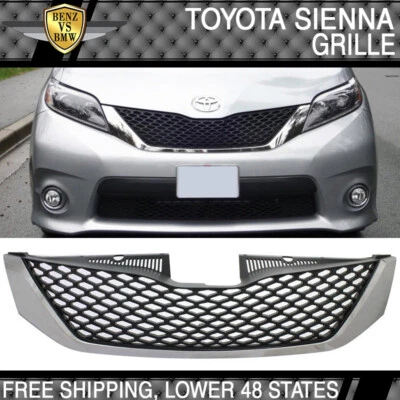 Fits 11-17 Toyota Sienna XL30 SE Style Front Upper Mesh Grille Chrome Unpainted - Image 1 of 4