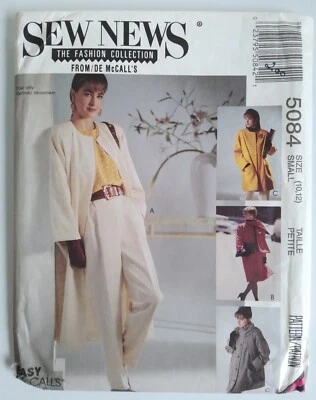 Mc CALLS #5084 MISSES SIZES 10, 12 LOOSE FITTING LINED COAT & SCARF PATTERN UC - Image 1 of 4