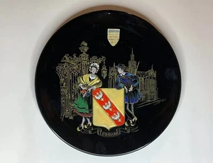 Piatto da parete vintage Longwy Création d'Art inalterabile Grand Feu smaltato 12,5" Francia - Foto 1 di 4