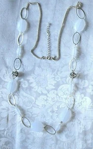 Pink Flat Beads with Goldtone Oval Chain Necklace - Picture 1 of 3