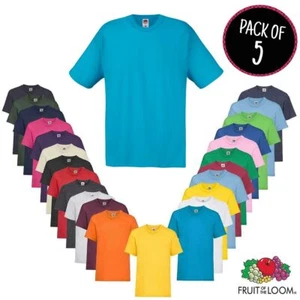 5 PACK Mens T-Shirt Fruit of the Loom Plain Cotton Crew Casual Tee Shirt Top - Picture 1 of 24