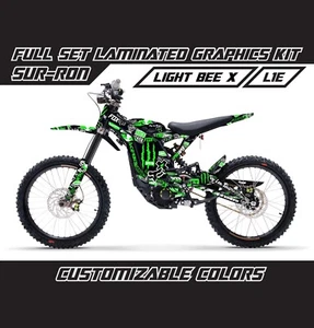 SUR RON LIGHT BEE X Green Black Stickerbomb Decals Stickers Wrap Graphics Kit - Picture 1 of 2