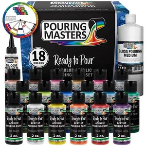 18 Color Ready to Pour Acrylic Pouring Paint Set Pre-Mixed High Flow 2oz Bottles - Picture 1 of 5
