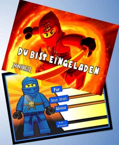 12 Einladungskarten & 12 Umschläge für Geburtstag Ninjago ( 20 ) - Bild 1 von 4