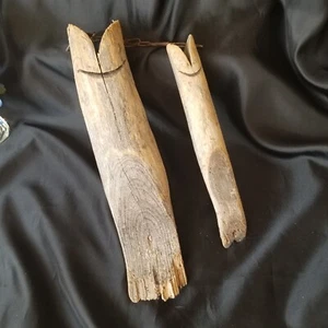 Primitive Carved Wood Fish Set on Stringer with Hook - Picture 1 of 14