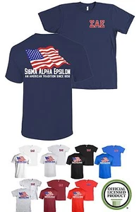 Camisa Sigma Alpha Epsilon Fraternidad Bella+Lona Bandera Americana EE. UU. SAE - Imagen 1 de 3