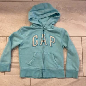 Gap Kids Full Zip Hoodie Size Small 6-7 Light Icy Blue Logo Sweatshirt Girl - Picture 1 of 5