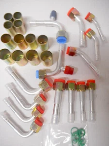 A/C Universal Kit Fittings #6 #8 #10 Str 45 & 90 degree W/Port & FERRULES 26pc - Picture 1 of 1
