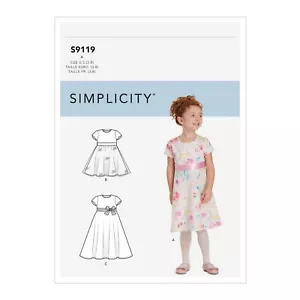 SIMPLICITY 9119 CHILD'S DRESS PANTIES HEADBAND Sewing Pattern Size 3-8 years - Picture 1 of 4