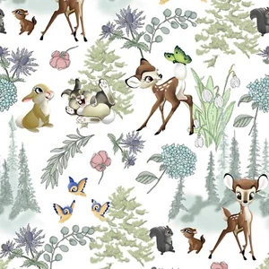 17"L x 45"W Disney Bambi & Friends Scenic Cotton Fabric The Half Yard - Picture 1 of 2