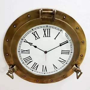 Antiguo reloj colgante de pared náutico ojo de buey de latón y regalo decorativo para el hogar - Imagen 1 de 4