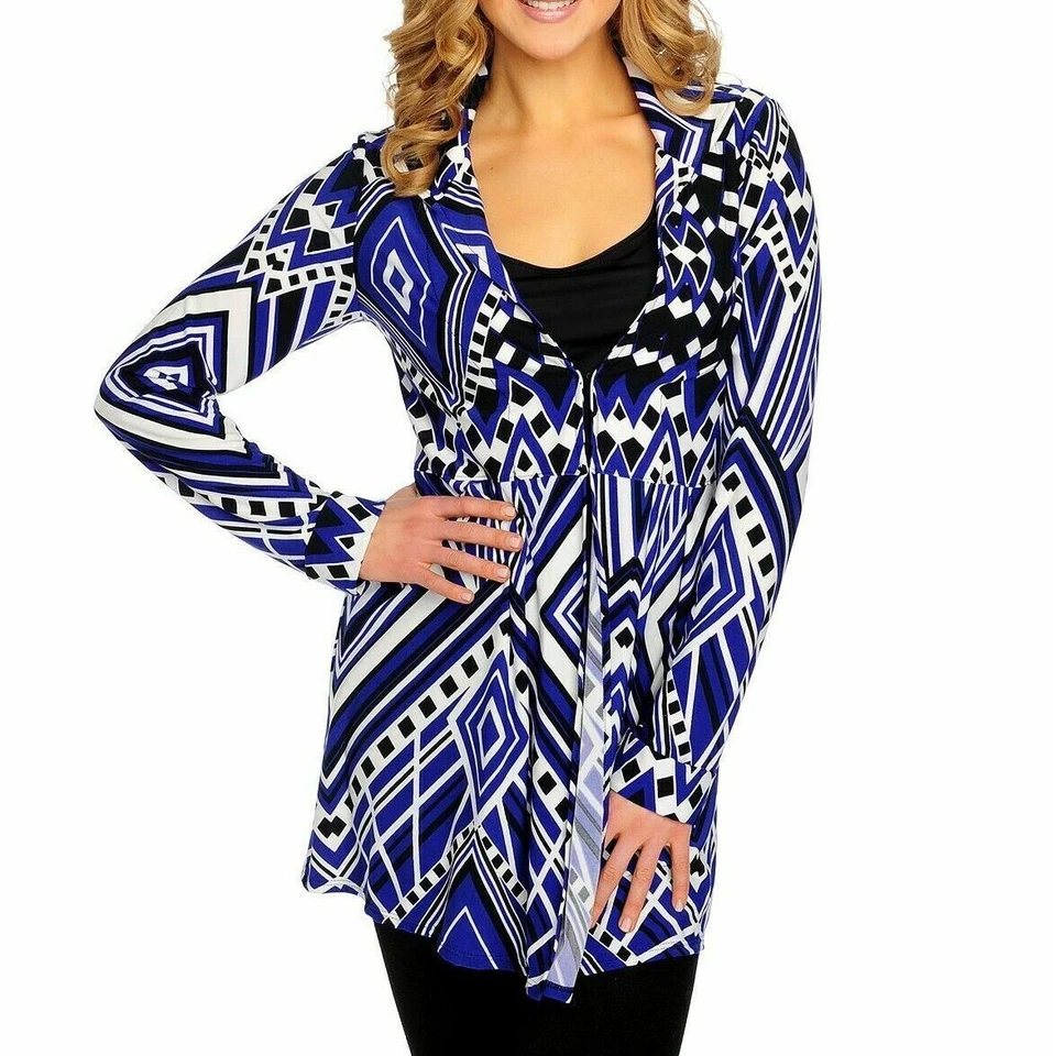 Kate & Mallory Stretch Knit Long Sleeved Geo Printed High Waist Cardigan Size M - Image 1 of 1