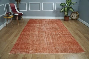 VINTAGE TURKISH RUG, Orange Wool Rug, Turkish Woven Carpet, 5.58x8.63 ft. H-2254 - Picture 1 of 10