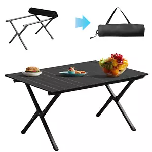 Mesa de Camping Plegable 34" Ligera Acero Enrollable Mesa Auxiliar con Bolsa, Multiuso - Imagen 1 de 17