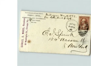 1885 Storia postale, Chicago, ILL a Nassau St., New York, "13" in annullamento - Foto 1 di 2