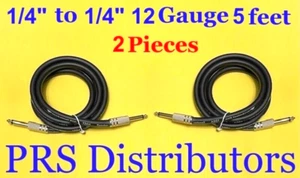 2 Pieces 1/4" to 1/4" DJ Pro Audio Sound Speaker Wire Cables 5 feet 12 Gauge - Picture 1 of 2