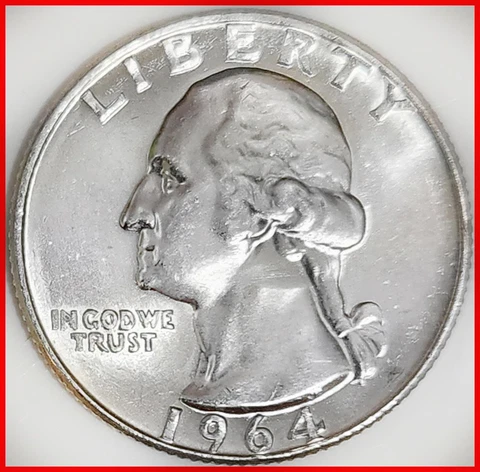 1964 Washington Quarter 90% Silver AU Cover