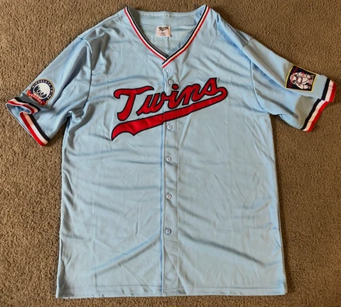 SGA Minnesota Twins Embroidered Powder Blue Button Front Jersey - Size Adult XL Cover